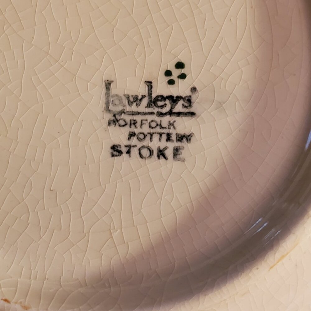 Vintage Lawley's Norfolk Pottery Stoke "Plum Pattern" Scalloped Serving Dish - Picture 3 of 3